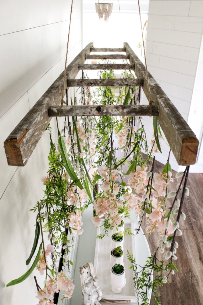 Hanging Flowers and Plants with Vintage Ladder Tutorial - Cotton Stem
