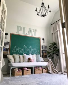 CottonStem.com farmhouse style playroom daybed vintage chalkboard chalk paint