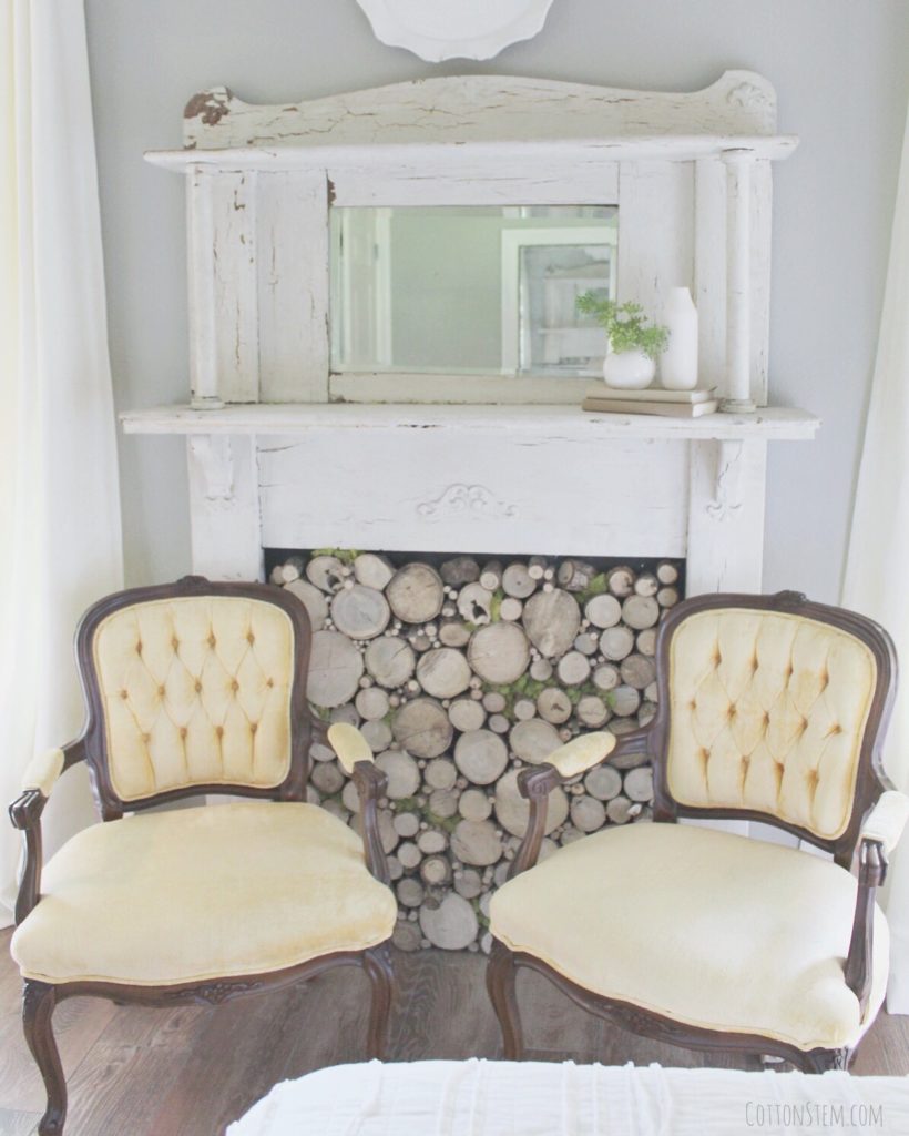 CottonStem.com best farmhouse vintage furniture finds diy fireplace insert