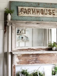 CottonStem.com vintage farmhouse finds cottage decor antique fireplace mantel chippy paint