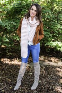 CottonStem.com fall style outfit over the knee boots sole society chunky knit scarf