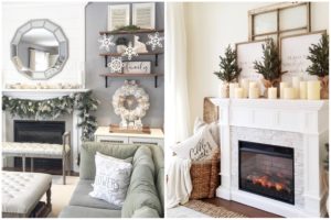 CottonStem.com how to decorate for winter neutral farmhouse decor fireplace