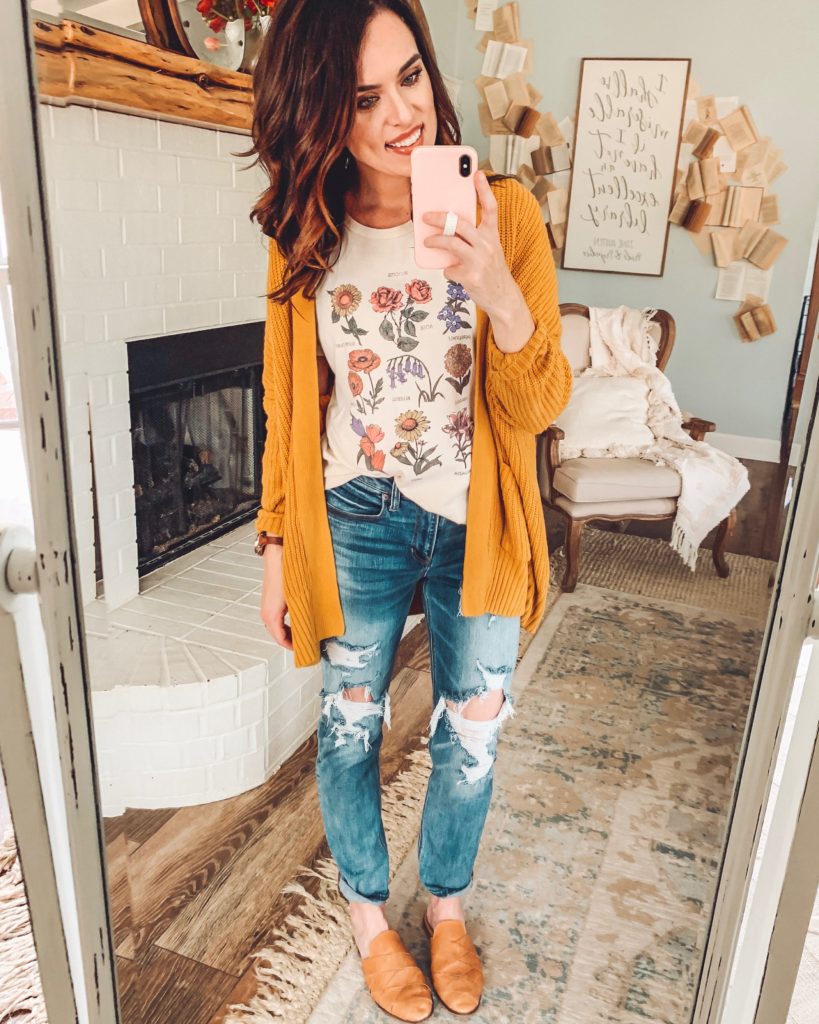 outfits with mustard cardigan