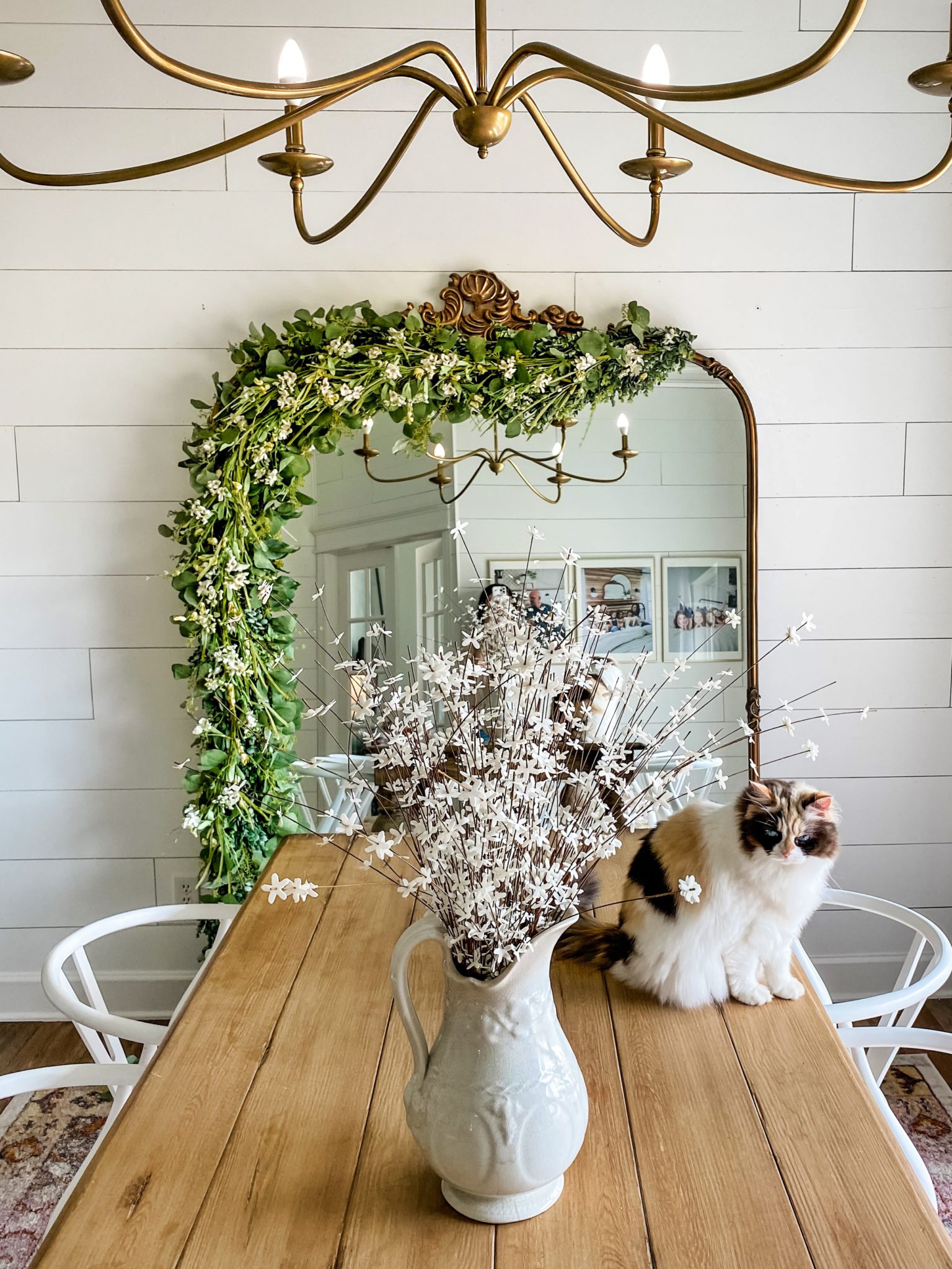 How to Decorate a Mirror with Greenery Cotton Stem