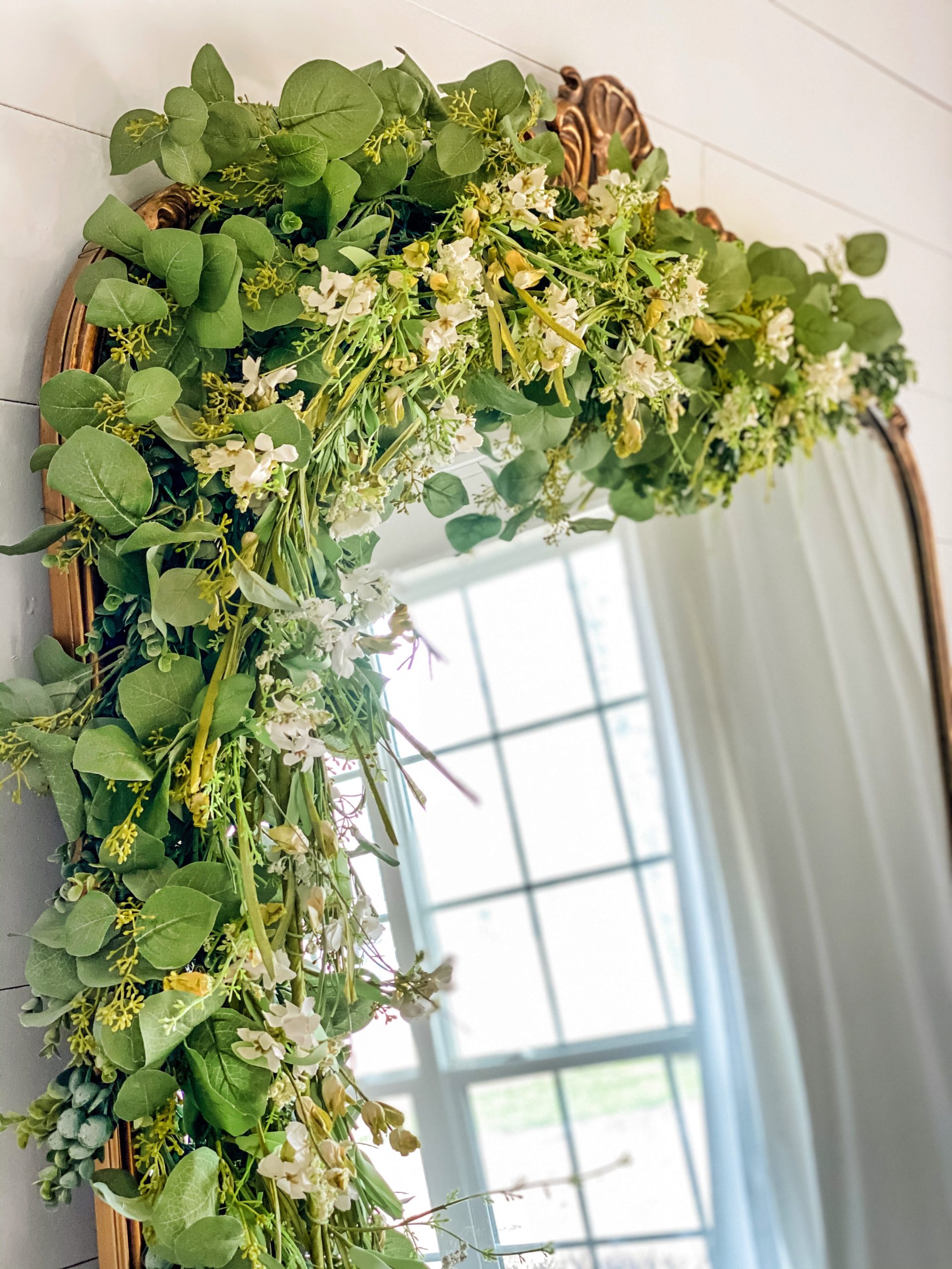 How to Decorate a Mirror with Greenery - Cotton Stem