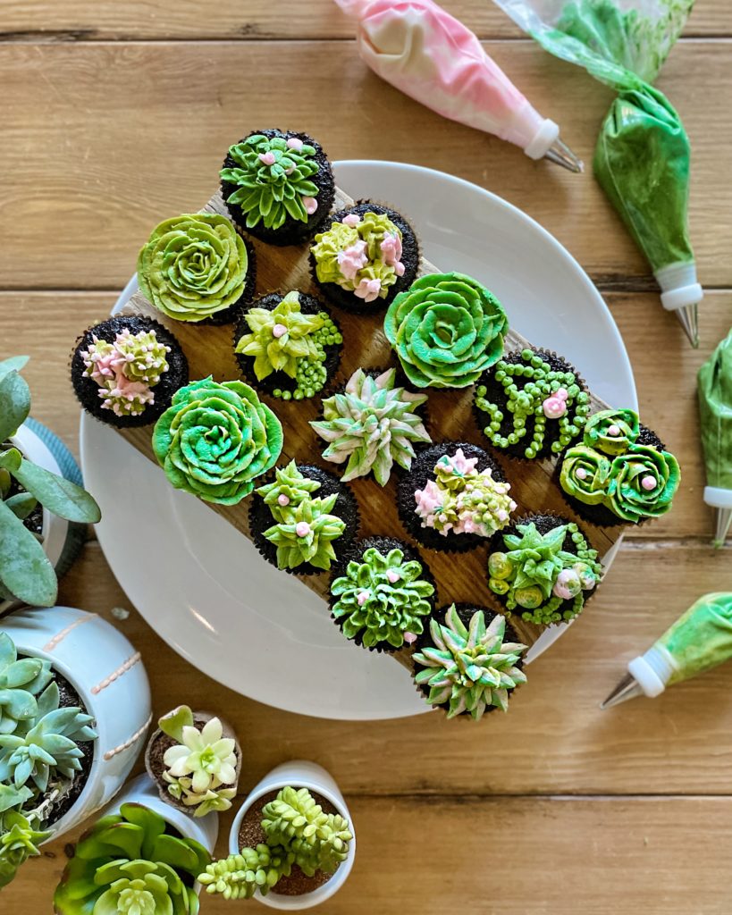 gluten free cupcakes with buttercream succulents