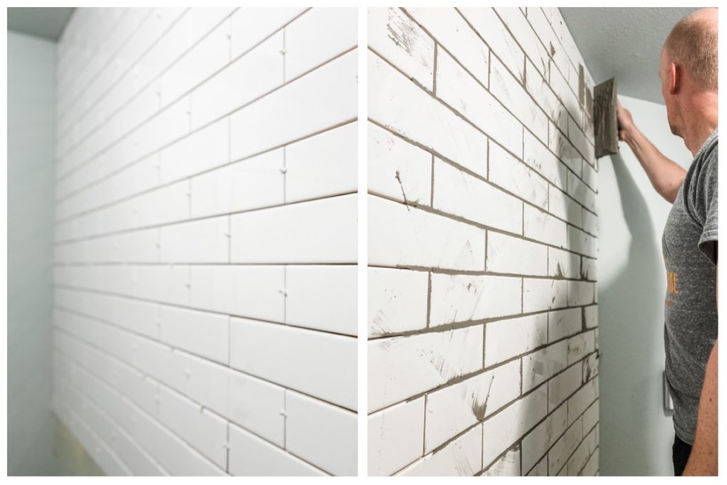 subway tile laundry room makeover